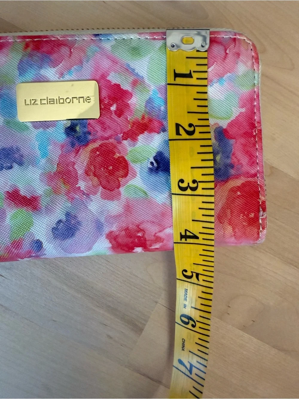 Liz Claiborne Watercolor Floral Zip Wristlet - Pink Multi
